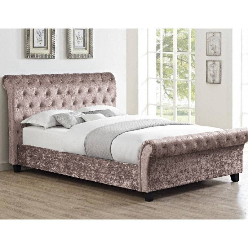 Casablanca Crushed Velvet Bed (Grey, Black, Teal, Blue+) - UK Online Furniture