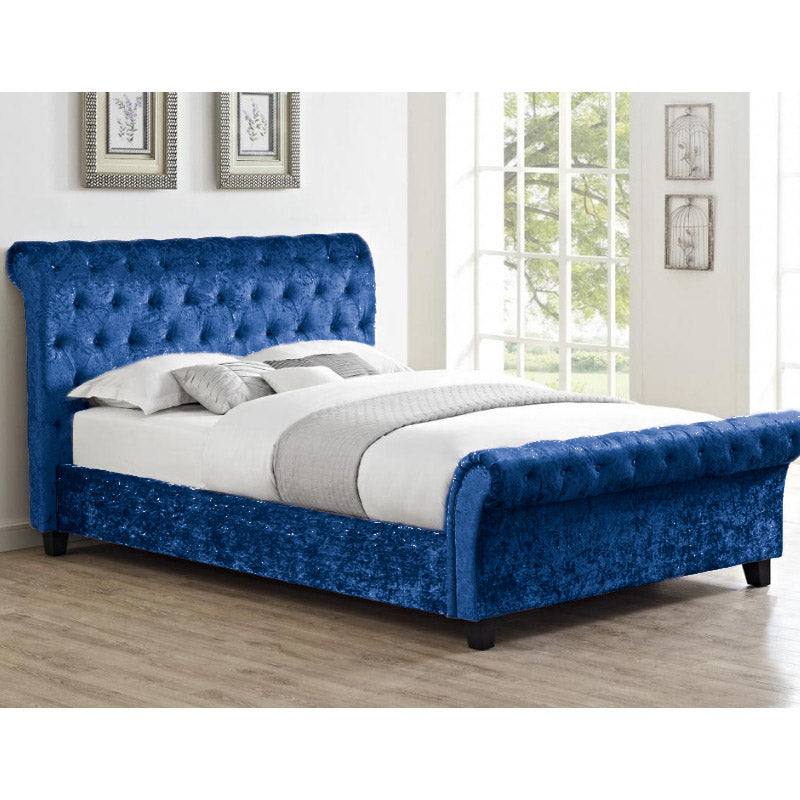 Casablanca Crushed Velvet Bed (Grey, Black, Teal, Blue+) - UK Online Furniture