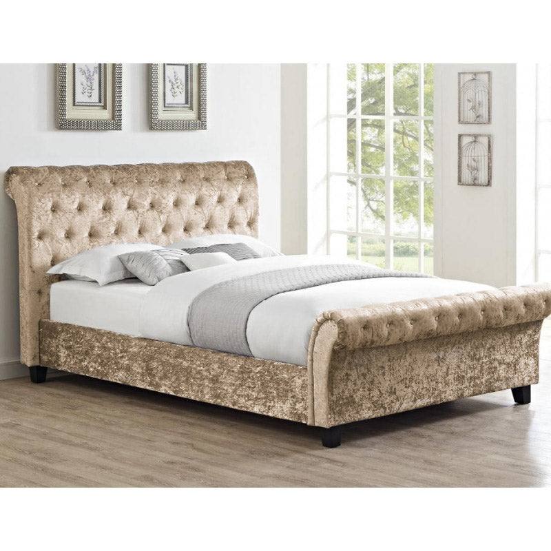 Casablanca Crushed Velvet Bed (Grey, Black, Teal, Blue+) - UK Online Furniture