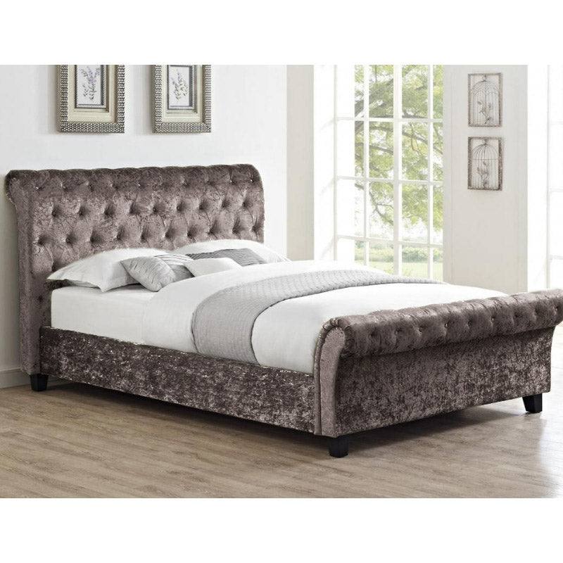 Casablanca Crushed Velvet Bed (Grey, Black, Teal, Blue+) - UK Online Furniture