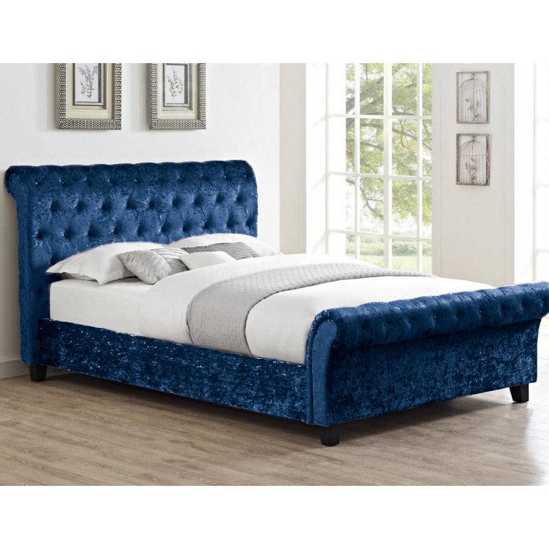 Casablanca Crushed Velvet Bed (Grey, Black, Teal, Blue+) - UK Online Furniture