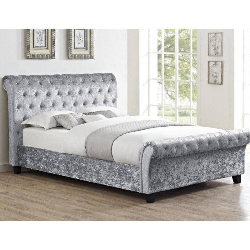 Casablanca Crushed Velvet Bed (Grey, Black, Teal, Blue+) - UK Online Furniture