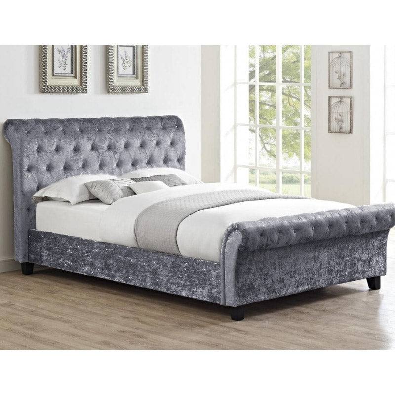 Casablanca Crushed Velvet Bed (Grey, Black, Teal, Blue+) - UK Online Furniture