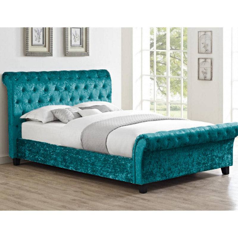 Casablanca Crushed Velvet Bed (Grey, Black, Teal, Blue+) - UK Online Furniture