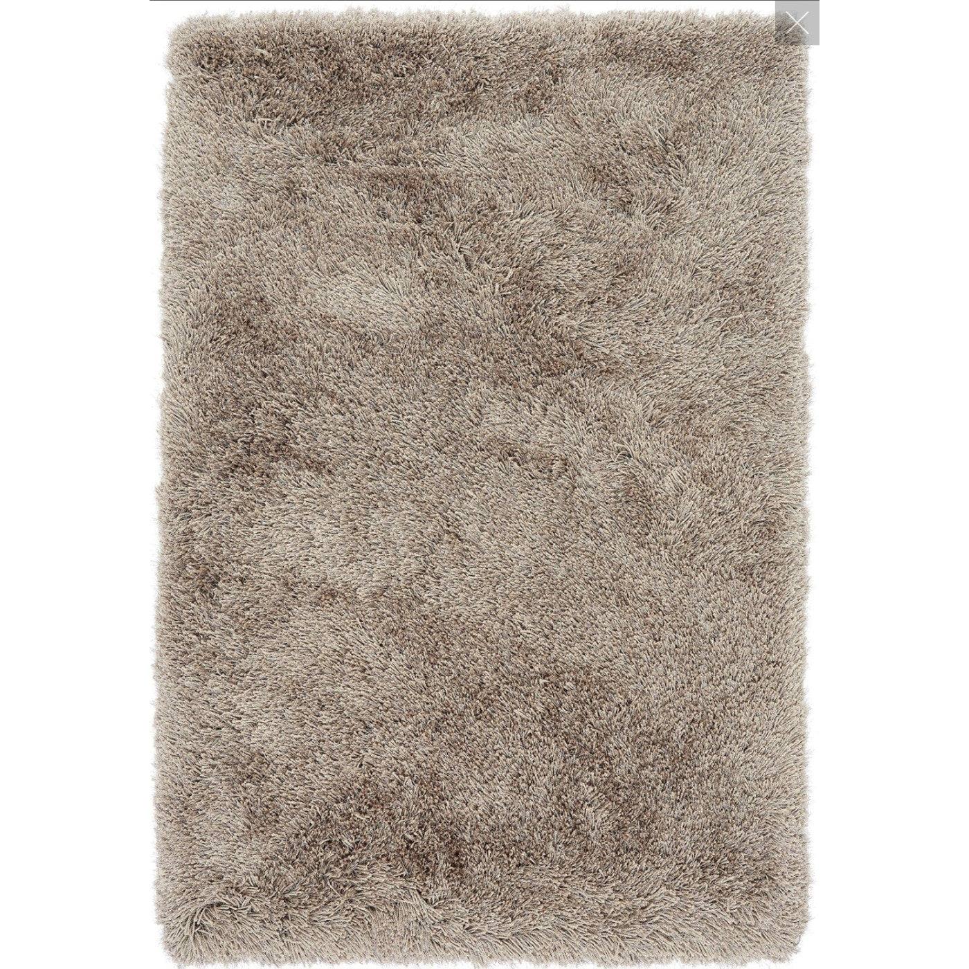Cascade Plain Shinny Shaggy Rug - Grey, Silver, Cream, Mink, White, Blue - UK Online Furniture