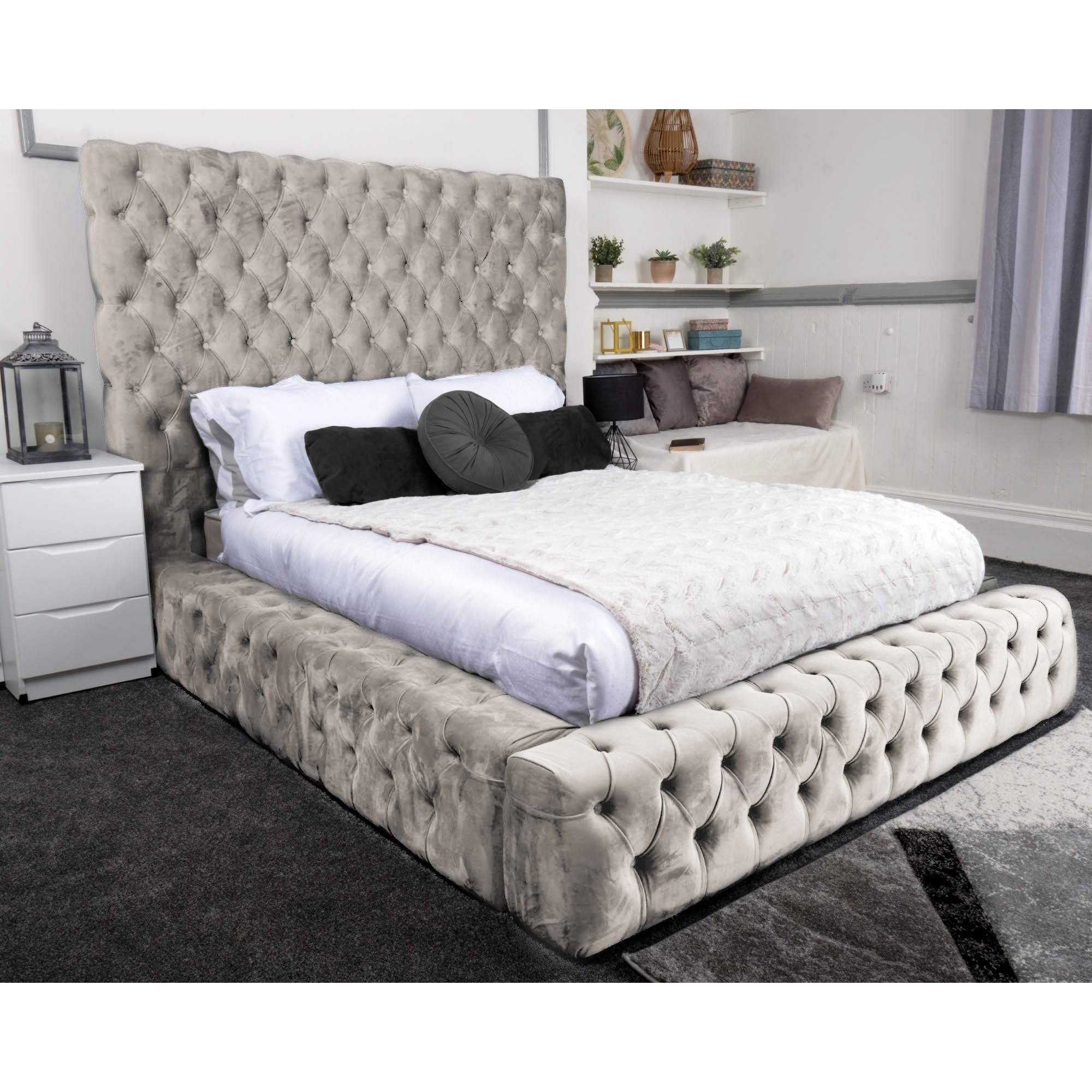 Ambassador Bed - Velvet Fabric Ottoman Bed Frame - UK Online Furniture