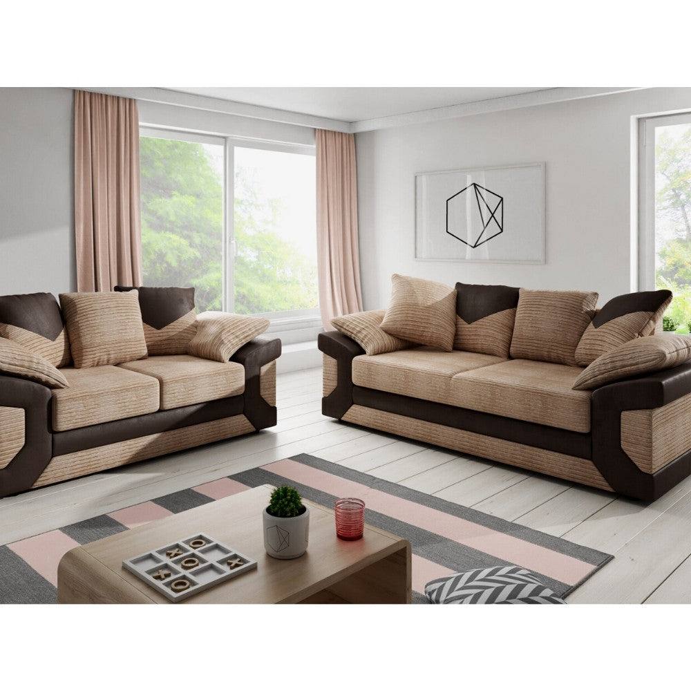 Dino 3+2 Sofa Set, 3 and 2 Seater Sofas in Grey or Brown - UK Online Furniture