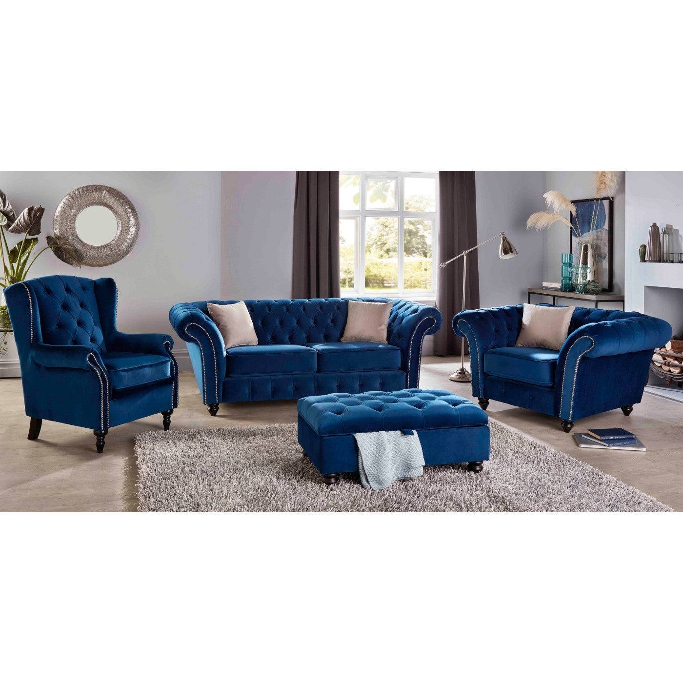 Bespoke Winchester Chesterfield 3+2 Sofa Set - Blue, Grey, Silver, Black, Green, Mustard - UK Online Furniture
