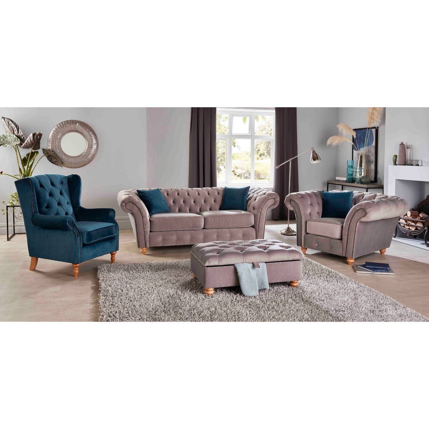 Bespoke Winchester Chesterfield 3+2 Sofa Set - Blue, Grey, Silver, Black, Green, Mustard - UK Online Furniture