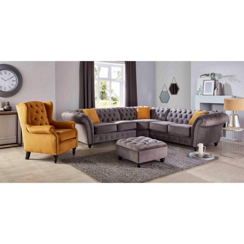 Bespoke Winchester Corner Sofa - Grey, Silver, Blue, Black, Mustard, Green - UK Online Furniture