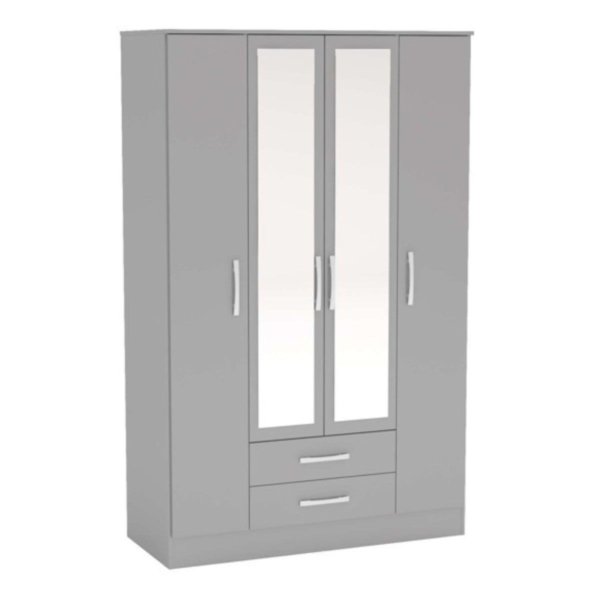 Lynx 4 Door Mirrored Wardrobe in Grey - UK Online Furniture