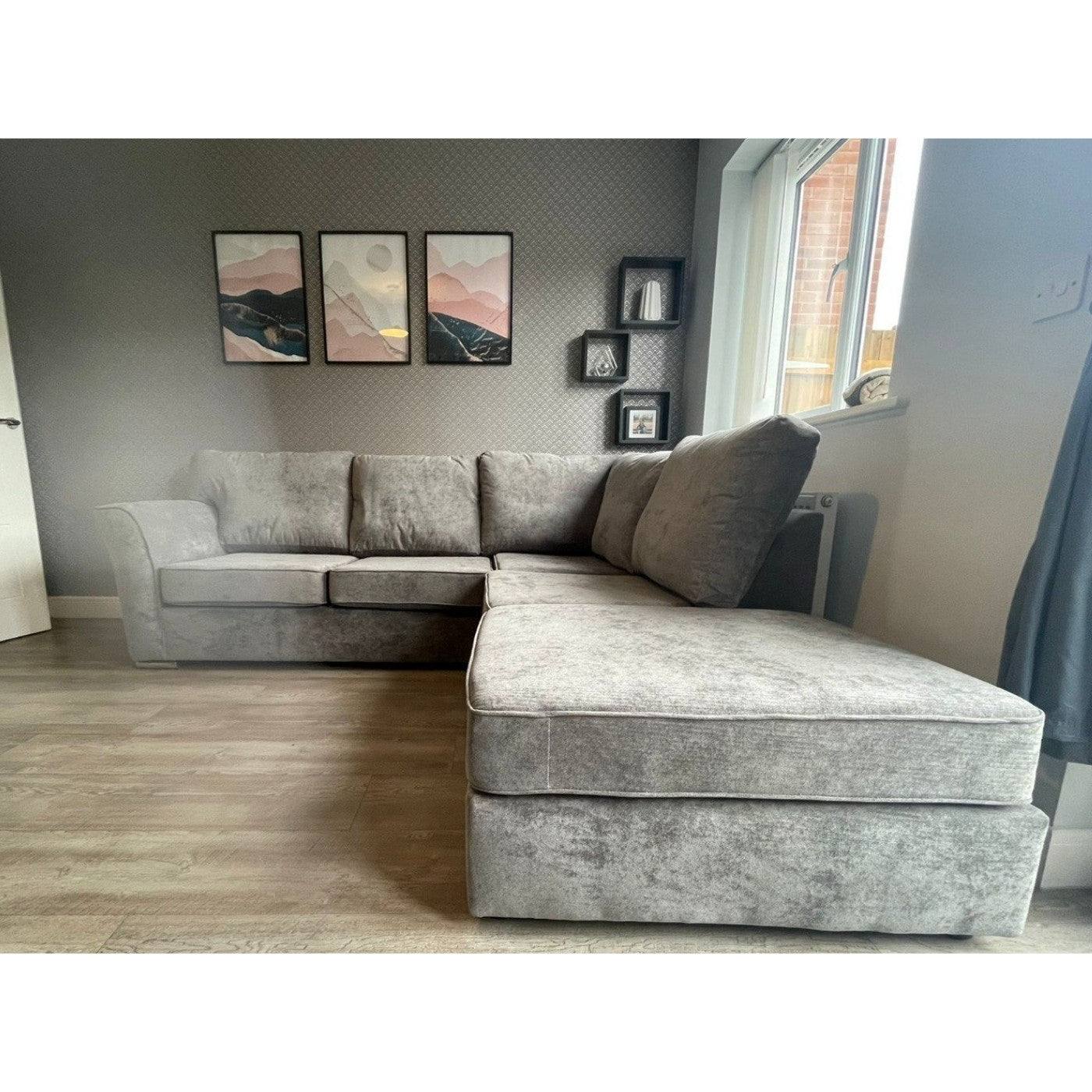 Nebraska Full Back Long Chair Corner Sofa (Grey) - UK Online Furniture