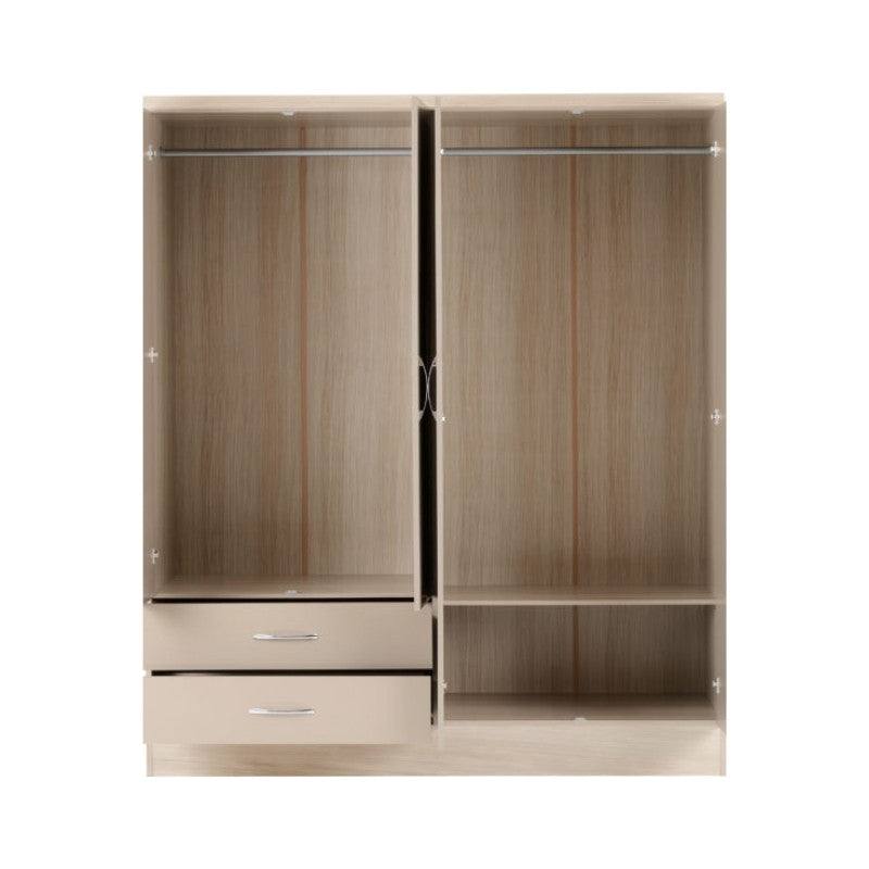 Nevada 4 Door 2 Drawer Mirrored Wardrobe - UK Online Furniture