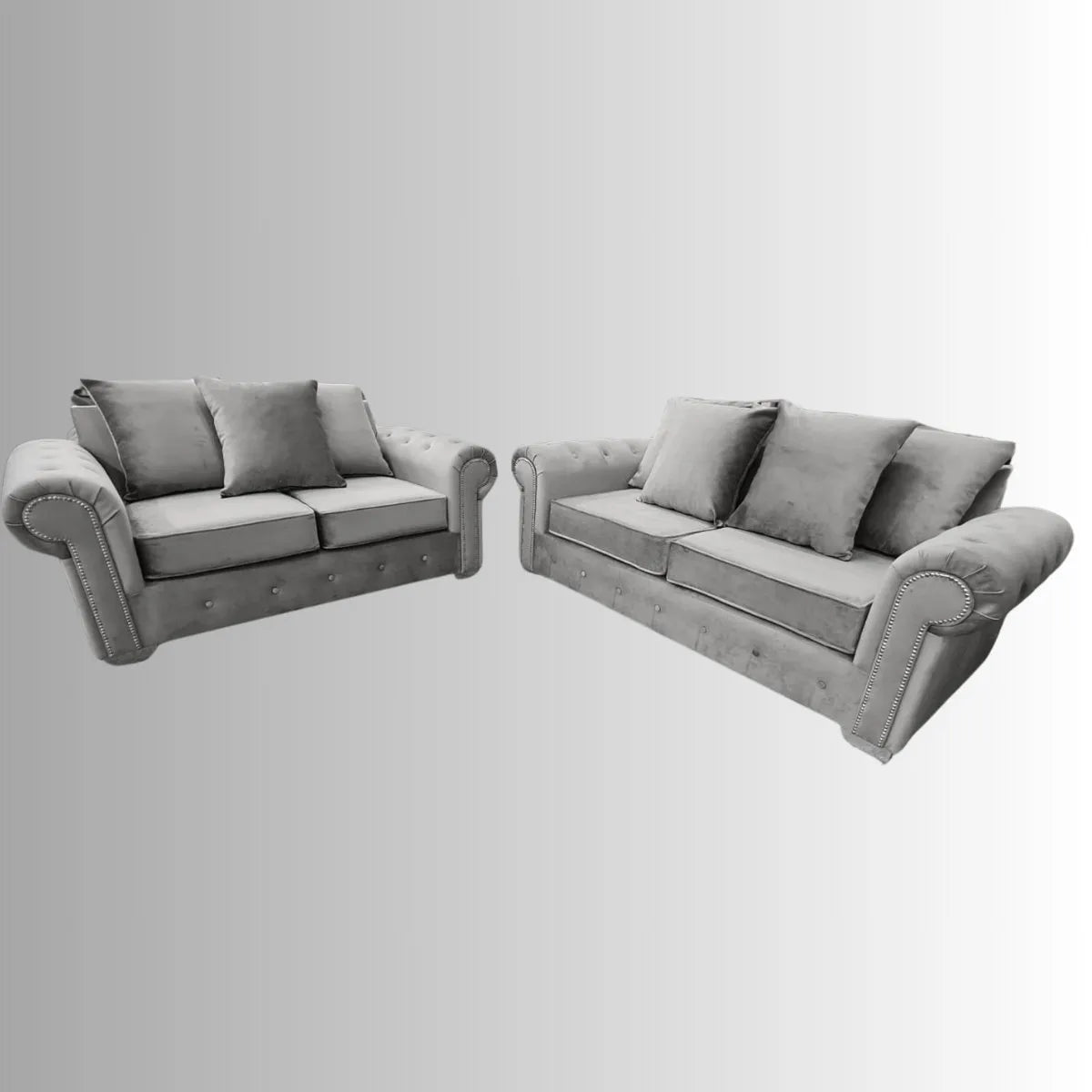Oakland Scatter Back 3+2 Sofa Set in Grey or Beige Velvet