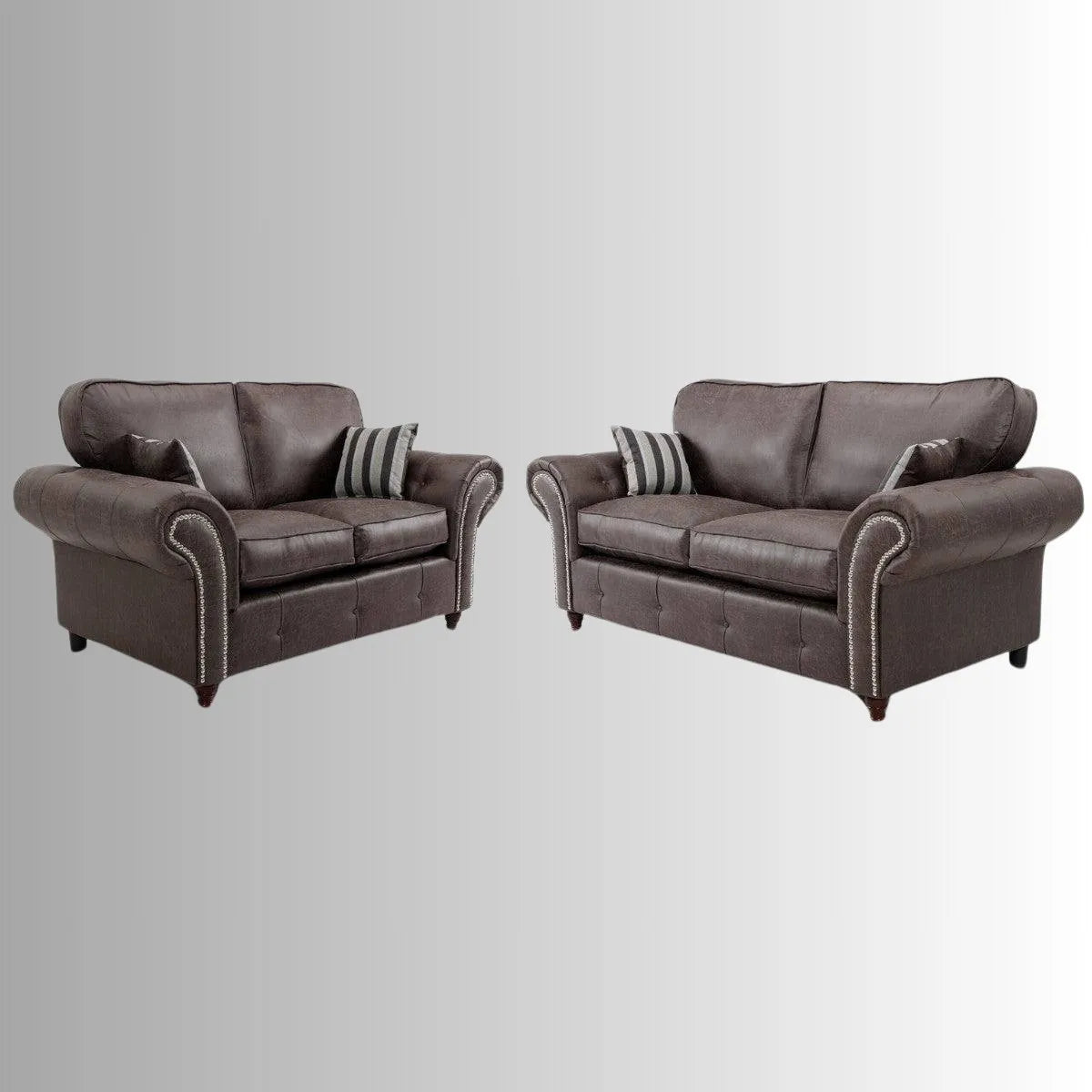 Oakland Leather 3+2 Sofa Set (Dark Brown)