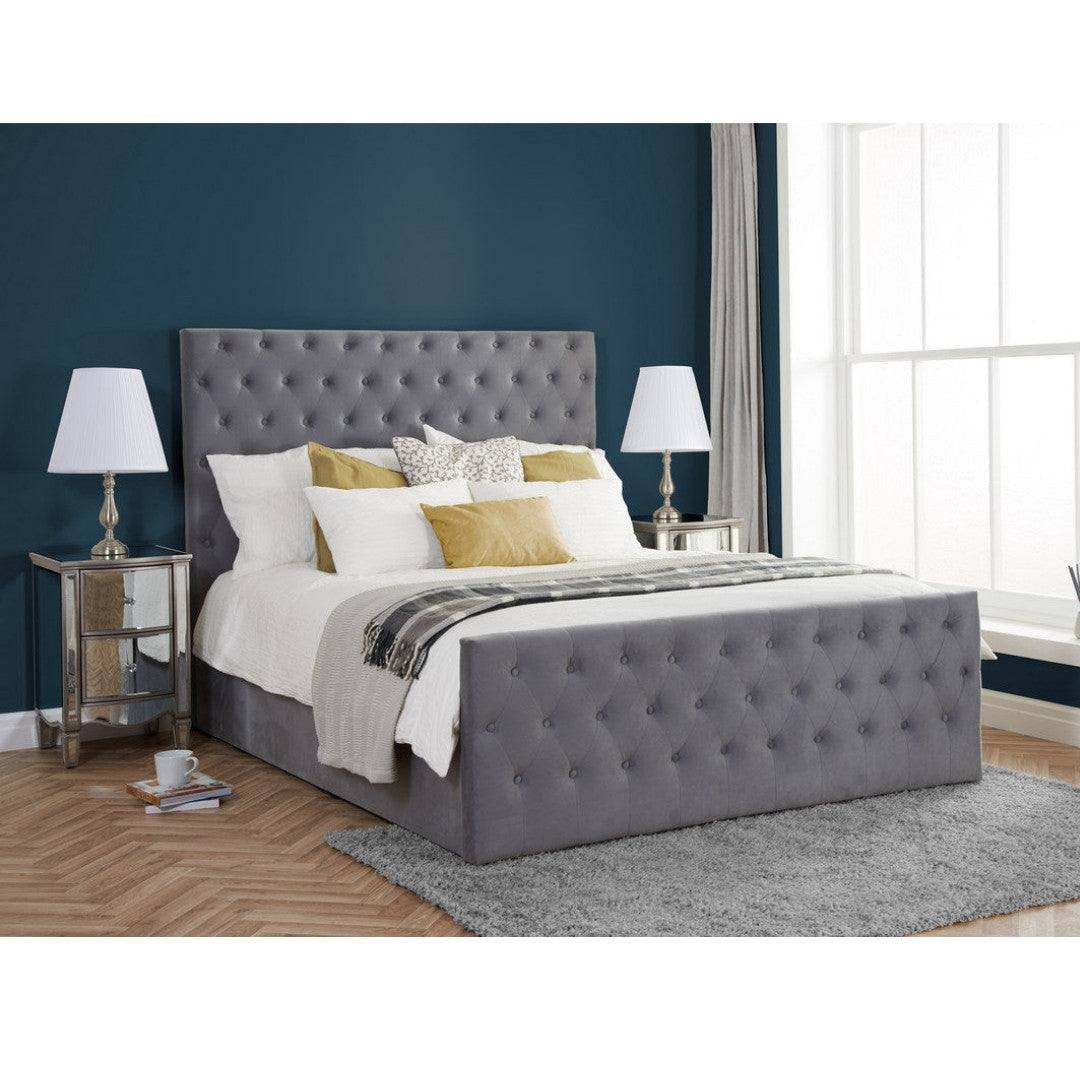 Marquis Grey Velvet Fabric Ottoman Storage Bed - UK Online Furniture