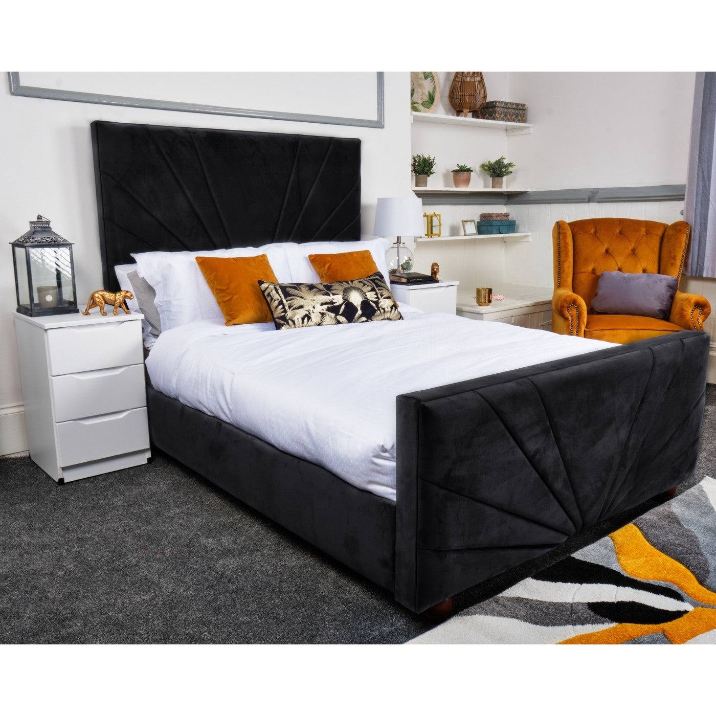 Palermo Bed - Velvet Ottoman Bed Frame - Double, King - UK Online Furniture