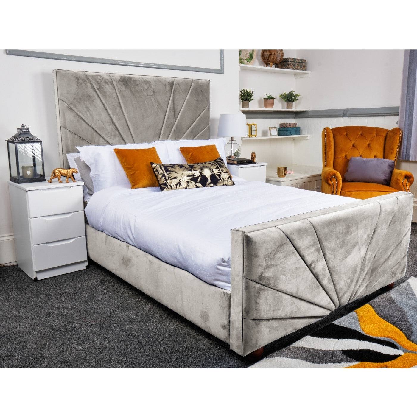 Palermo Bed - Velvet Ottoman Bed Frame - Double, King - UK Online Furniture