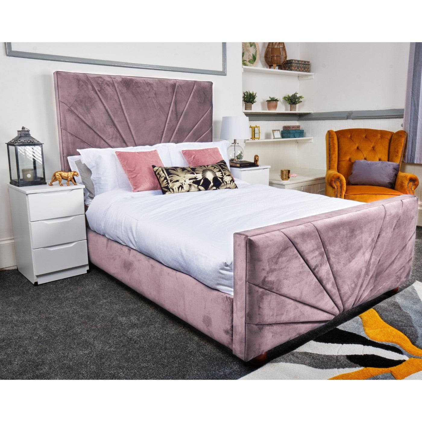 Palermo Bed - Velvet Ottoman Bed Frame - Double, King - UK Online Furniture