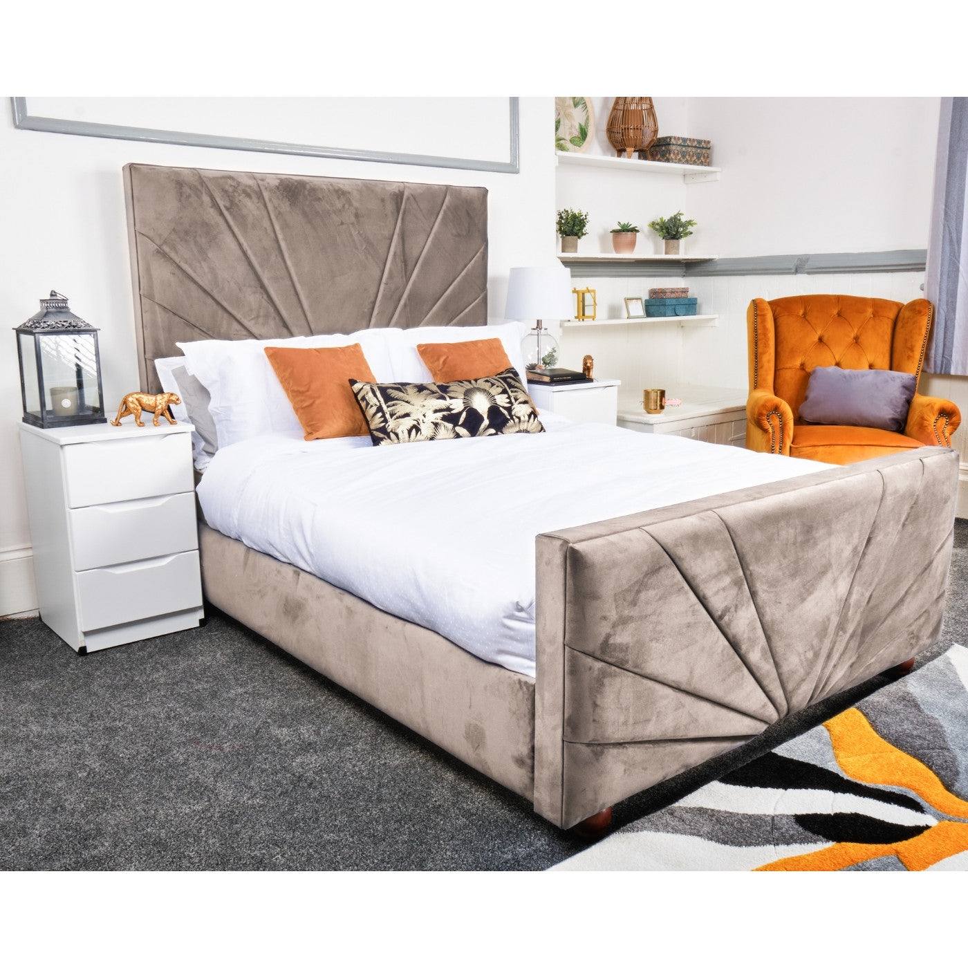 Palermo Bed - Velvet Ottoman Bed Frame - Double, King - UK Online Furniture