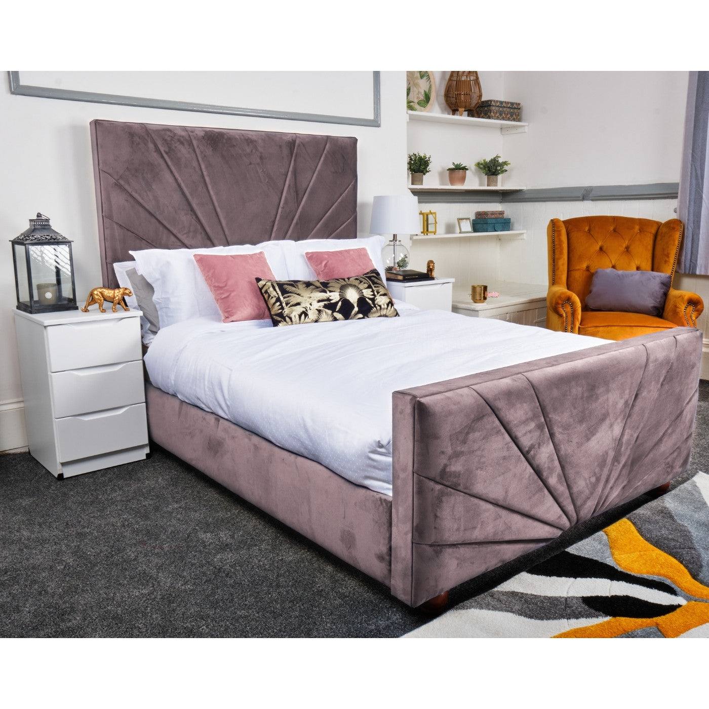 Palermo Bed - Velvet Ottoman Bed Frame - Double, King - UK Online Furniture