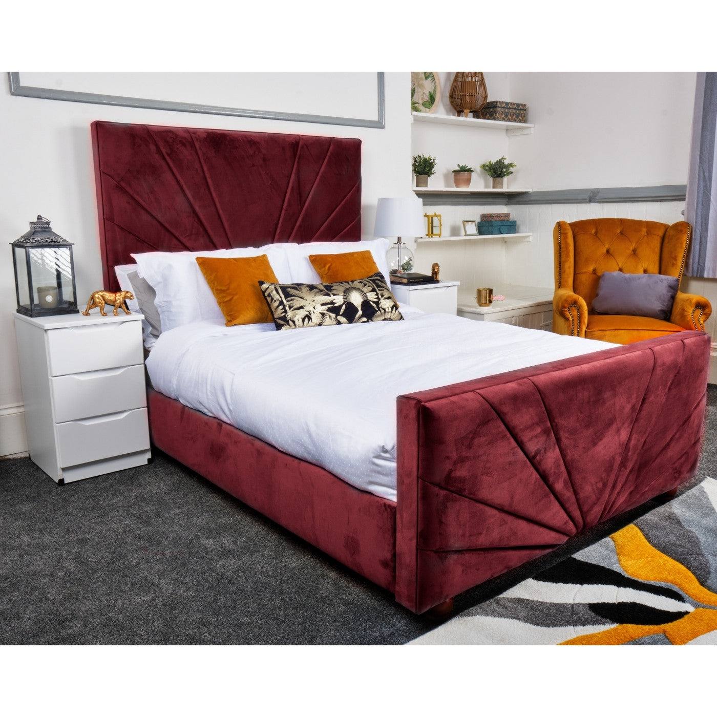 Palermo Bed - Velvet Ottoman Bed Frame - Double, King - UK Online Furniture