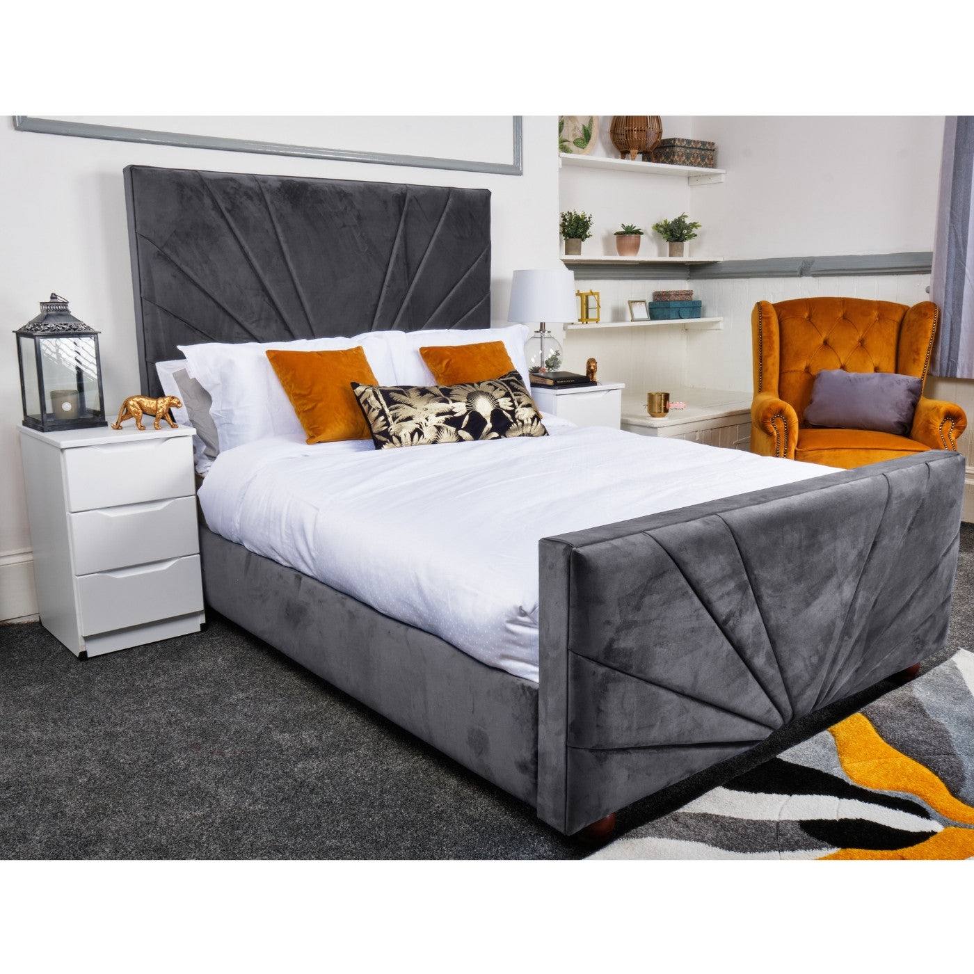 Palermo Bed - Velvet Ottoman Bed Frame - Double, King - UK Online Furniture