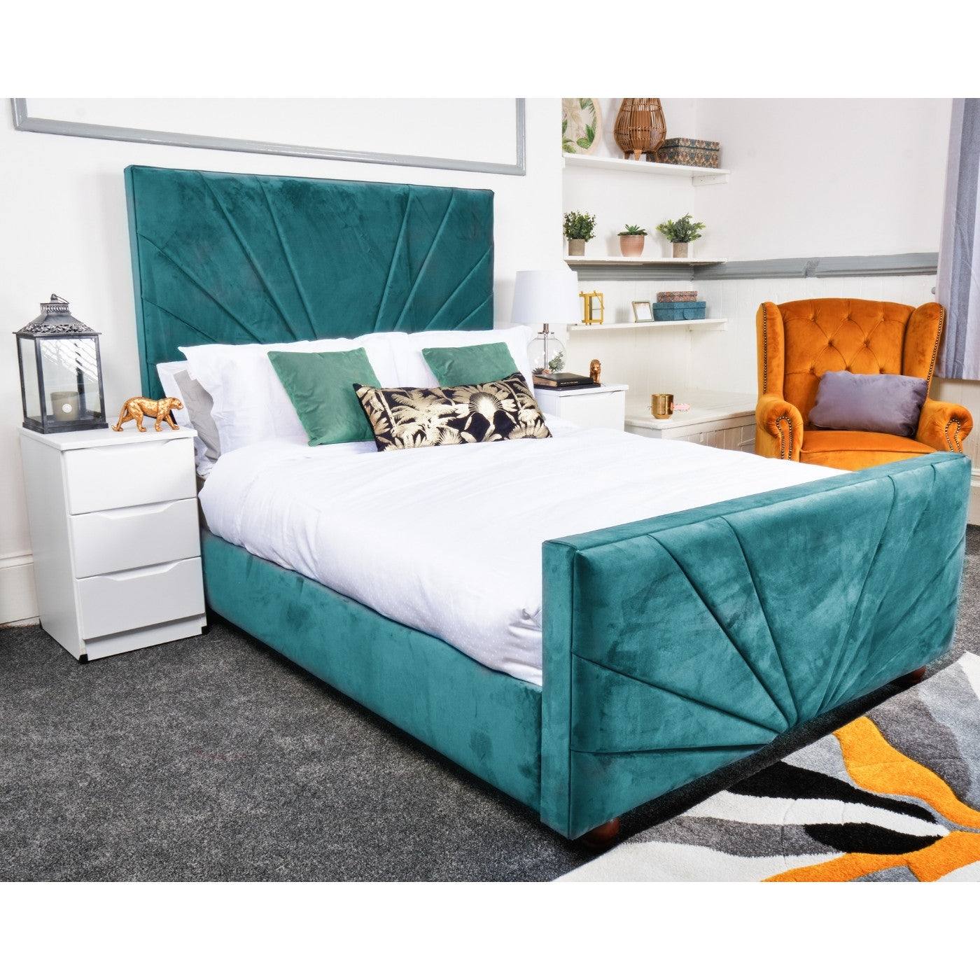 Palermo Bed - Velvet Ottoman Bed Frame - Double, King - UK Online Furniture