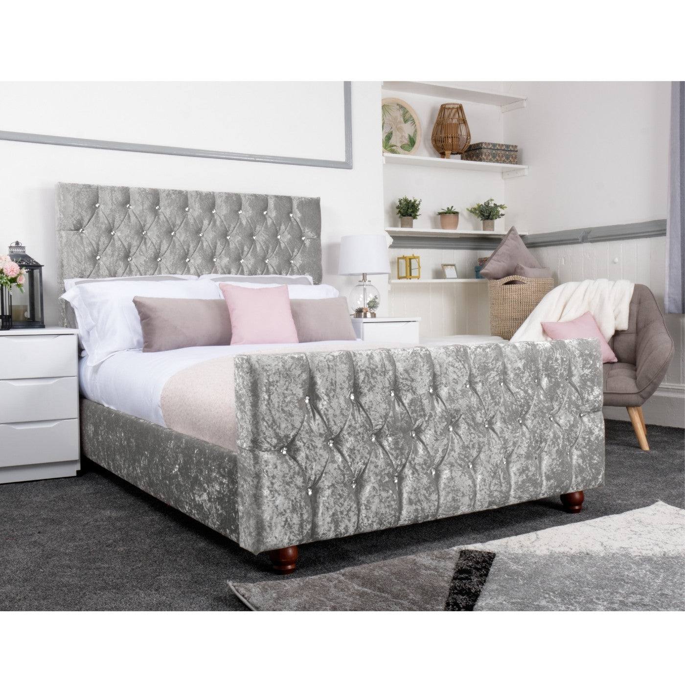 Rubia Bed - Crushed Velvet Fabric Ottoman Bed Frame - UK Online Furniture