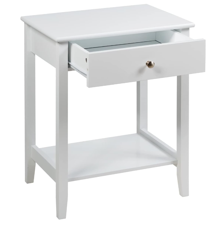 Toledo 1 Drawer Bedside in White or Black with Oak Effect Top