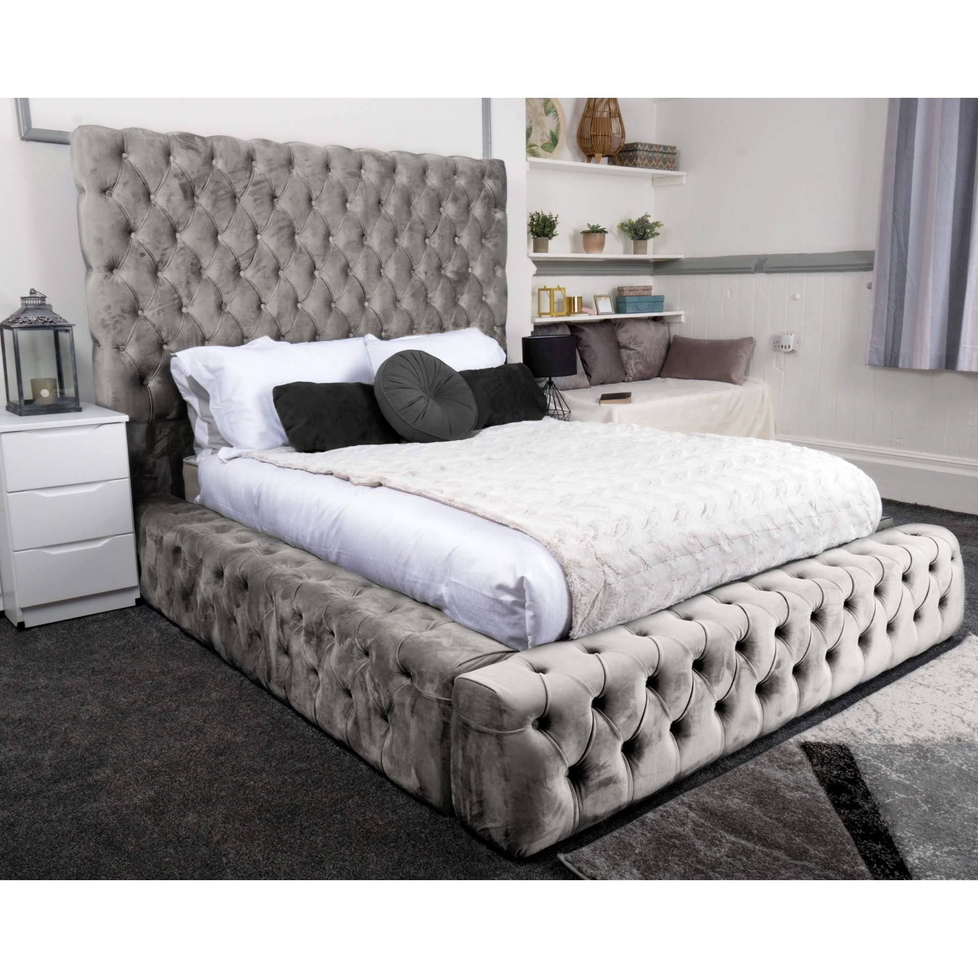 Ambassador Bed - Velvet Fabric Ottoman Bed Frame - UK Online Furniture