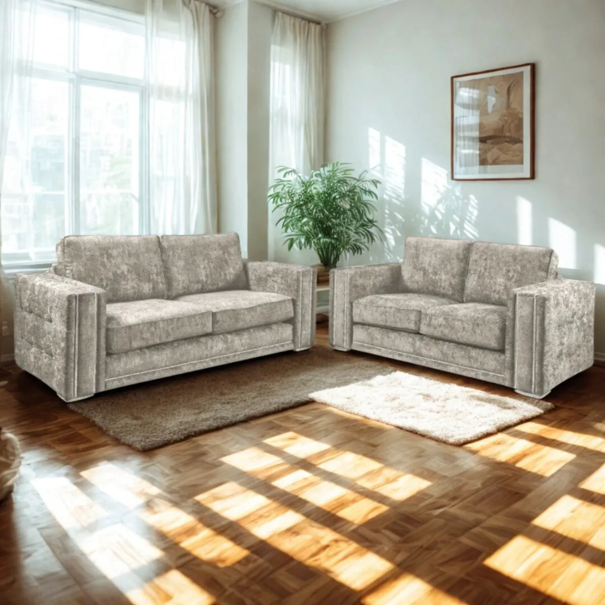 Bentley Full Back 3+2 Sofa Set (Mink)