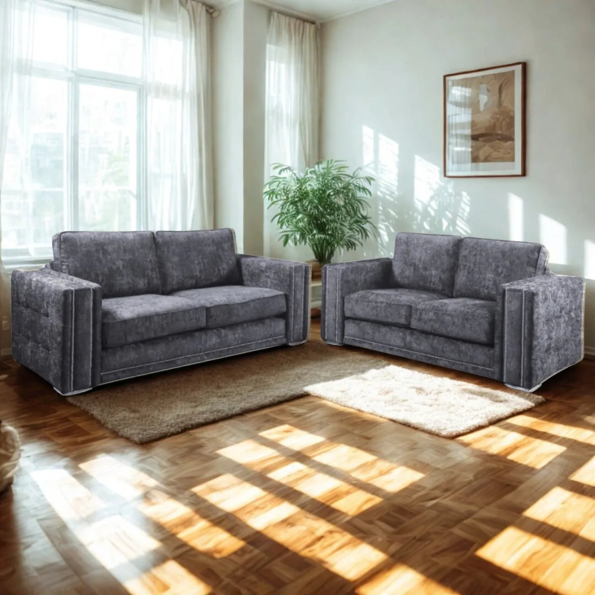 Bentley Full Back 3+2 Sofa Set (Grey)