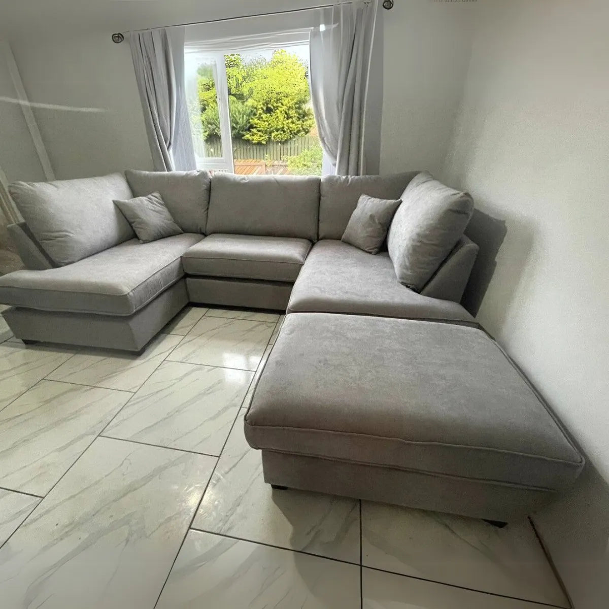 Carnaby Large U-Shaped Corner Sofa, Full Back Grey