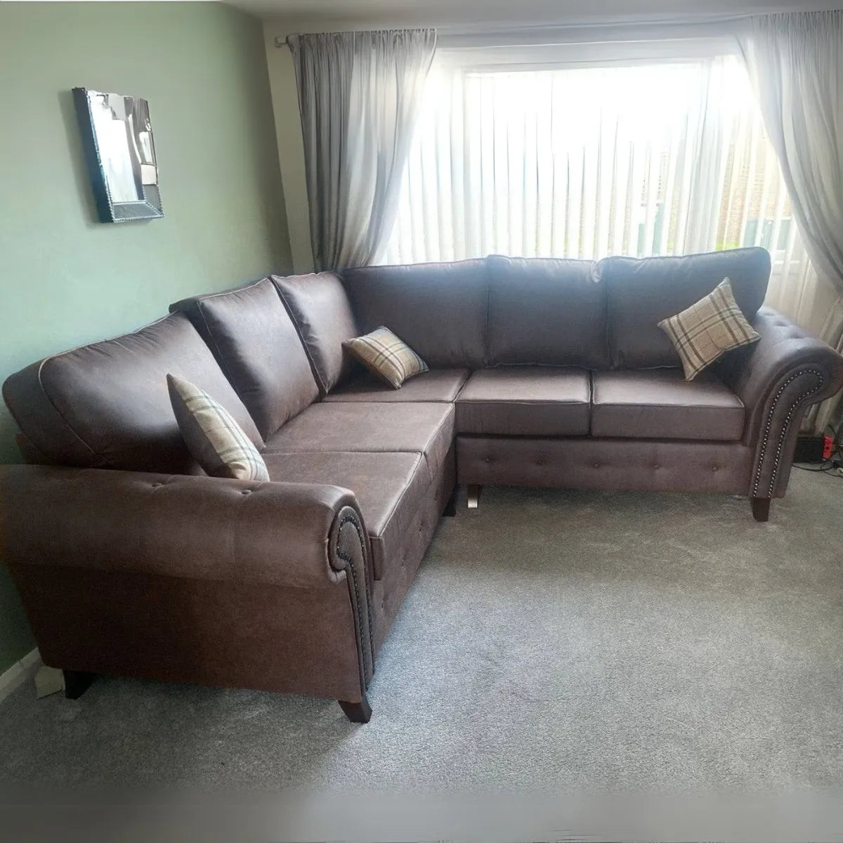 Oakland Leather Corner Sofa (Dark Brown)