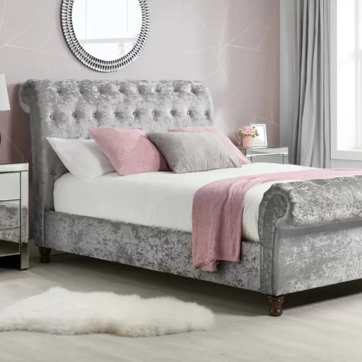 Casablanca Crushed Velvet Bed (Grey, Black, Teal, Blue+)