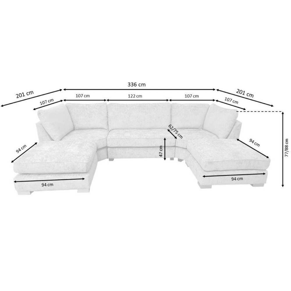 Bishop U-shape Corner Sofa Scatter Back Charcoal Grey - UK Online Furniture