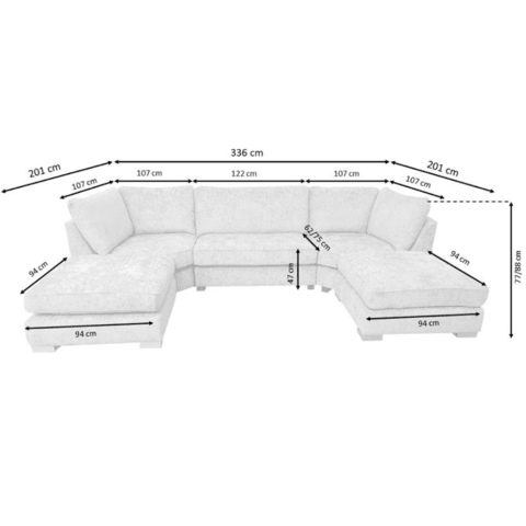 Bishop U-Shape Corner Sofa Scatter Back Beige - UK Online Furniture