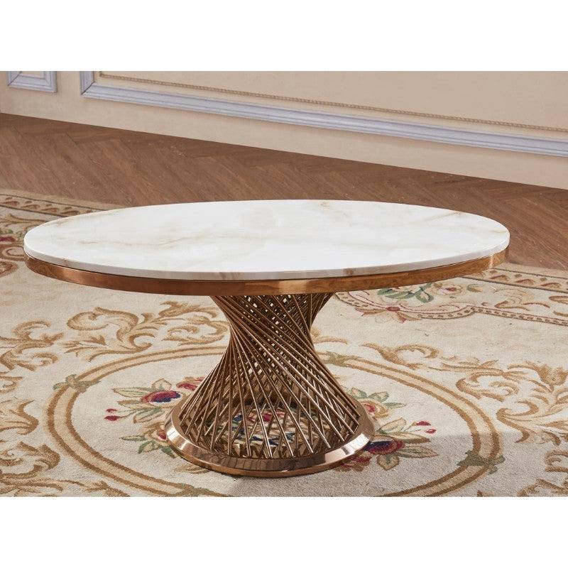 Pescara Coffee Table, White Marble Effect & Rose Gold - UK Online Furniture