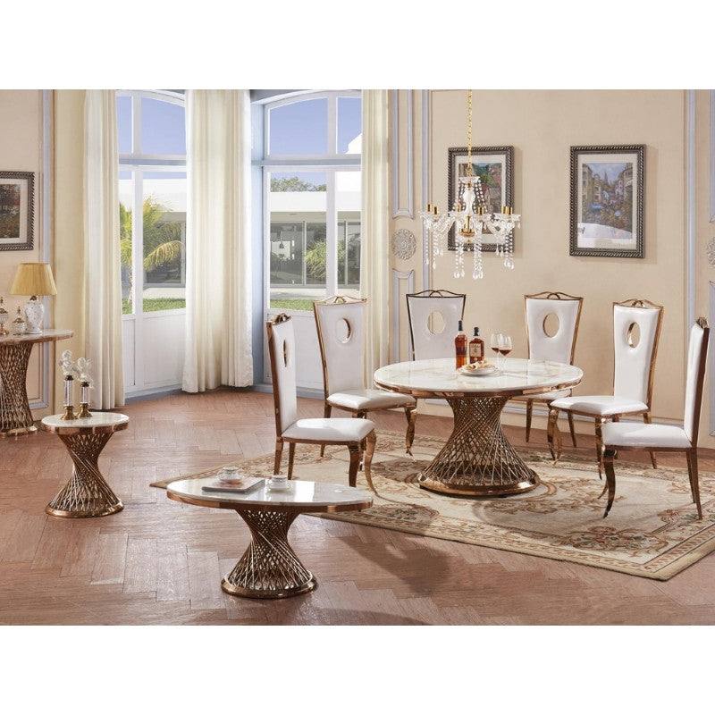 Pescara Coffee Table, White Marble Effect & Rose Gold - UK Online Furniture
