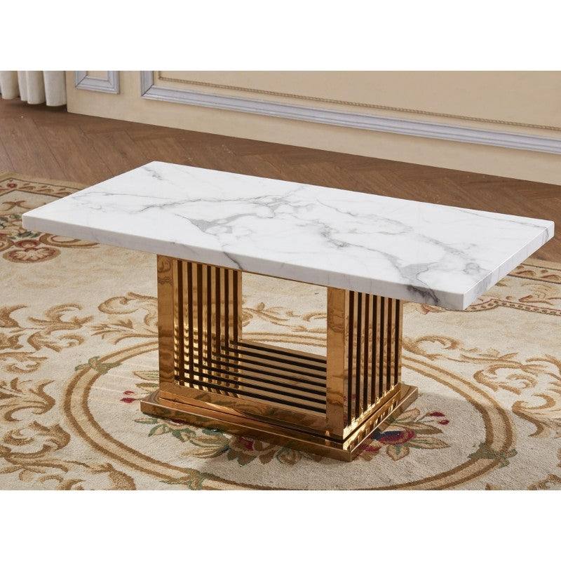 Tuscany Coffee Table, White Marble Effect & Gold Base - UK Online Furniture