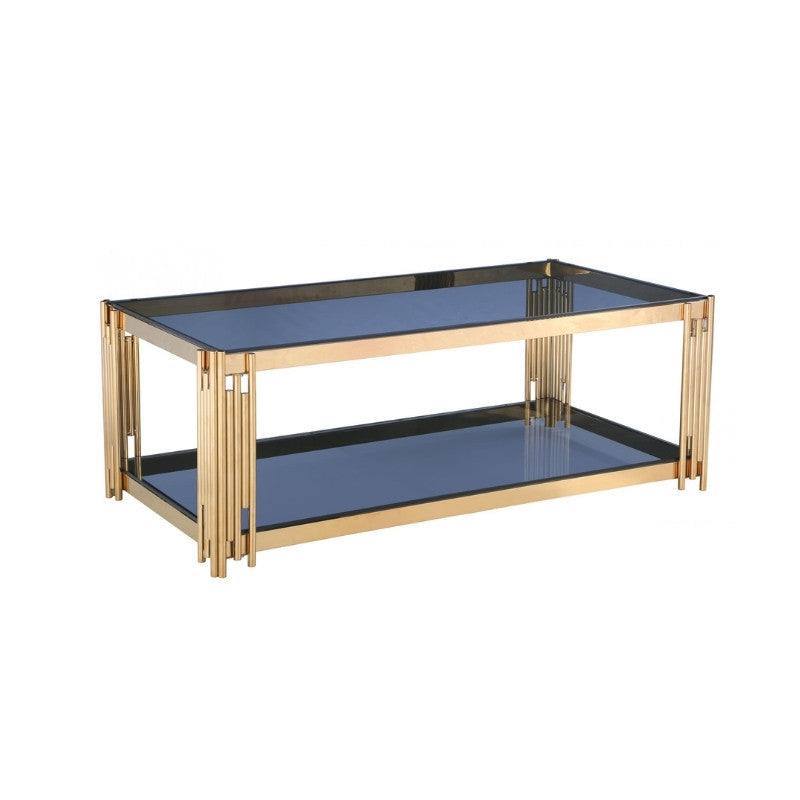 Black and Gold Cleveland Glass Coffee Table - UK Online Furniture
