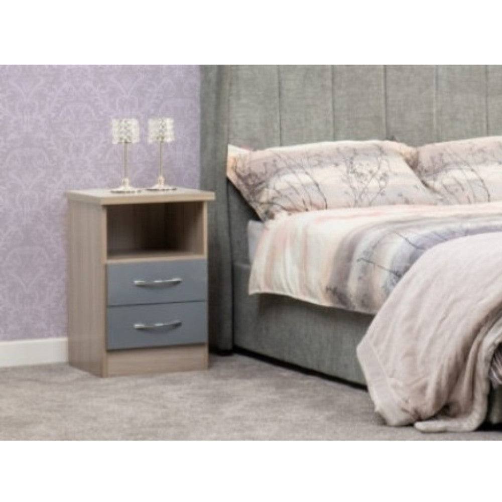 Nevada 2 Drawer Bedside - UK Online Furniture