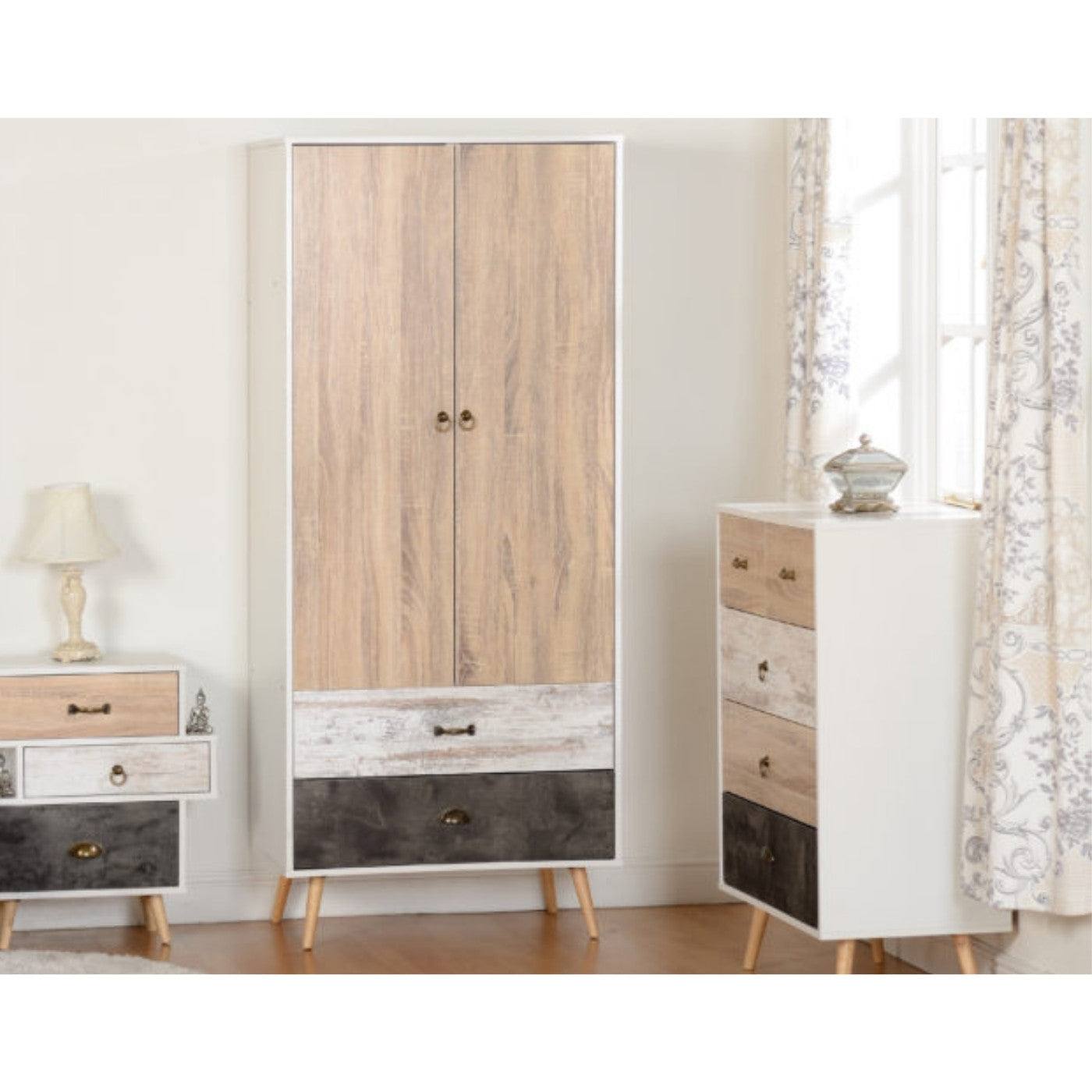 Nordic 2 Door 2 Drawer Wardrobe in Beige - UK Online Furniture