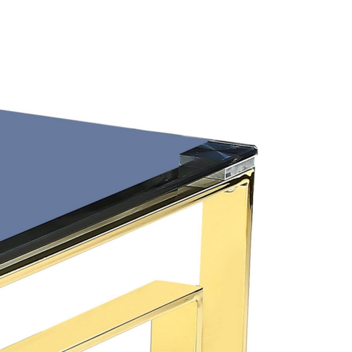 Memphis Grey & Gold Glass Coffee Table - UK Online Furniture
