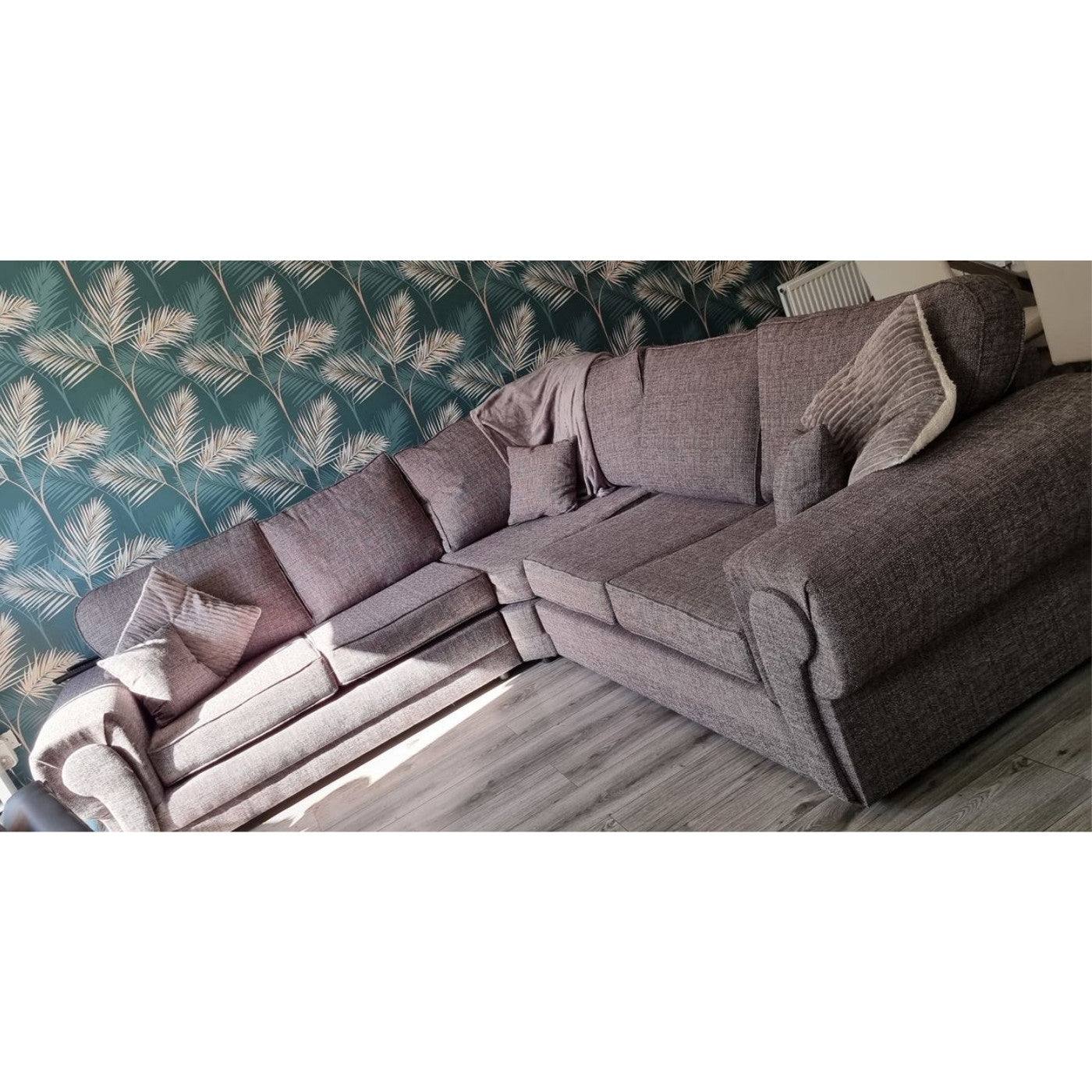 Wilcot Corner Sofa Grey Fabric - UK Online Furniture