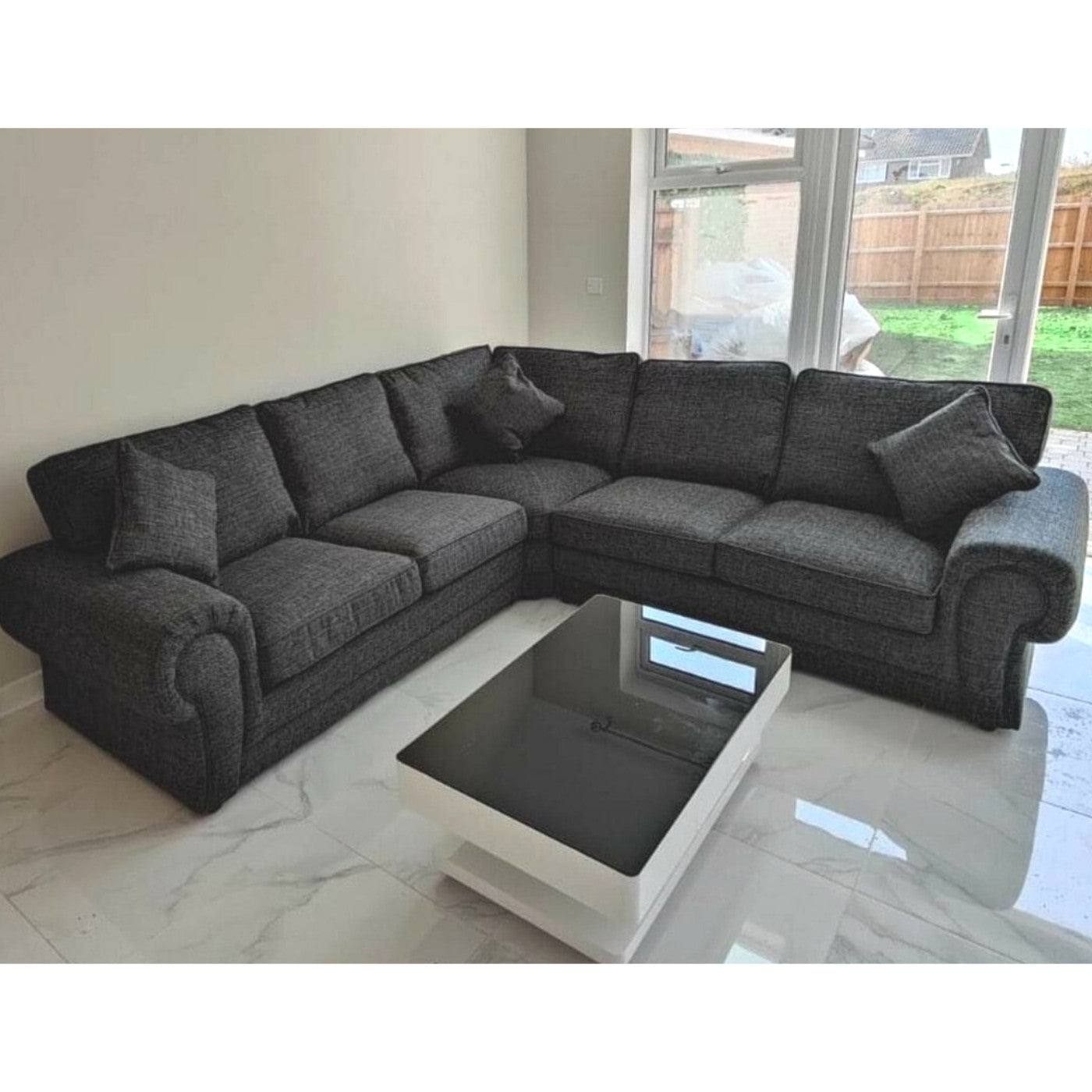 Wilcot Corner Sofa Grey Fabric - UK Online Furniture