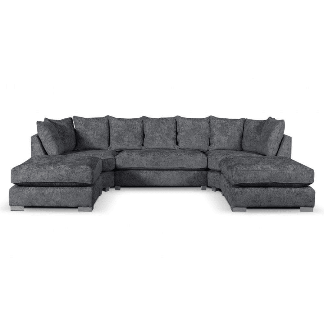 Bishop U-shape Corner Sofa Scatter Back Charcoal Grey - UK Online Furniture