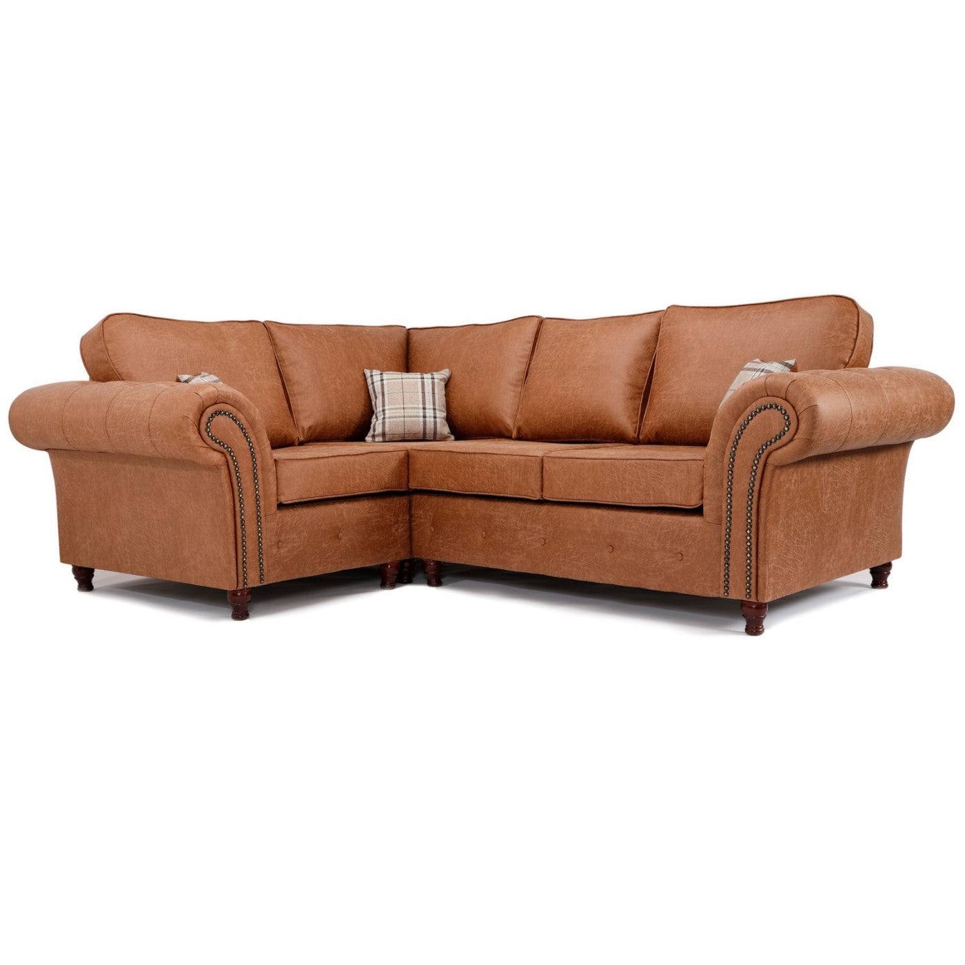 Oakland Leather Corner Sofa (Tan) - UK Online Furniture
