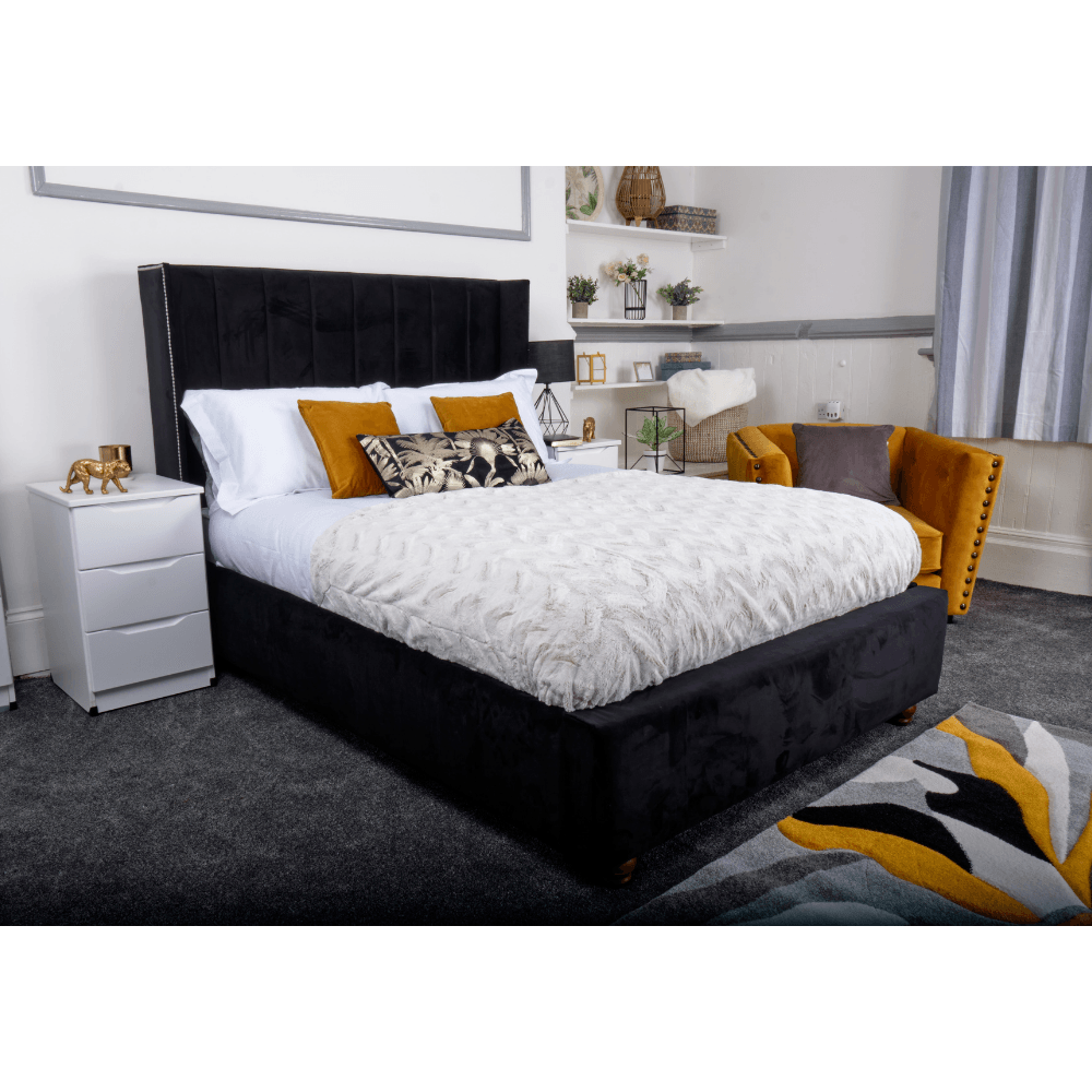 Hilcott Bed - Velvet Fabric Ottoman Bed Frame, Double, King - UK Online Furniture